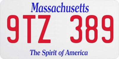 MA license plate 9TZ389