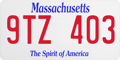 MA license plate 9TZ403
