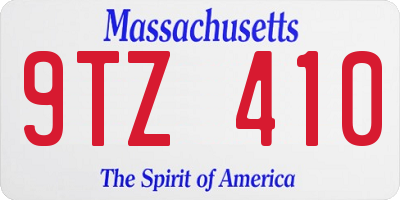 MA license plate 9TZ410