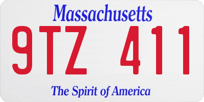 MA license plate 9TZ411