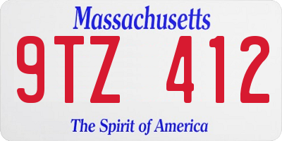 MA license plate 9TZ412
