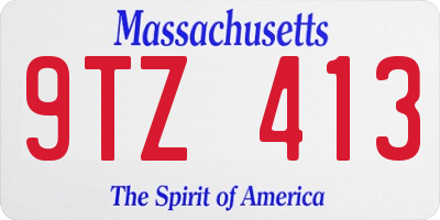 MA license plate 9TZ413