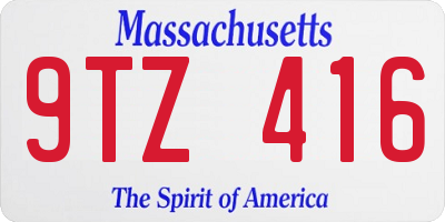 MA license plate 9TZ416