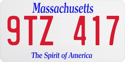 MA license plate 9TZ417