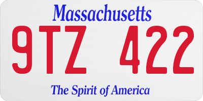 MA license plate 9TZ422
