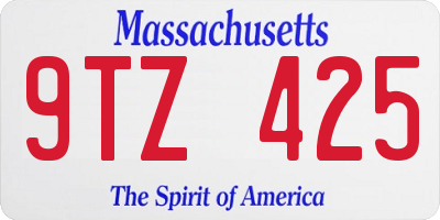 MA license plate 9TZ425