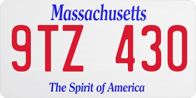 MA license plate 9TZ430