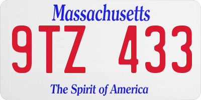 MA license plate 9TZ433