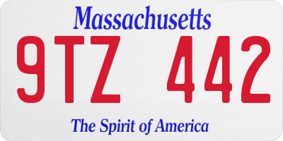 MA license plate 9TZ442