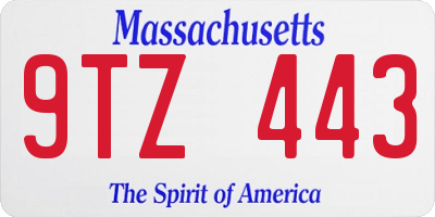 MA license plate 9TZ443