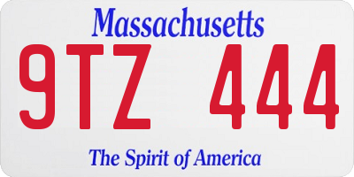 MA license plate 9TZ444