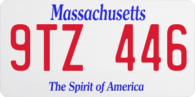 MA license plate 9TZ446