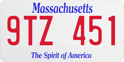 MA license plate 9TZ451