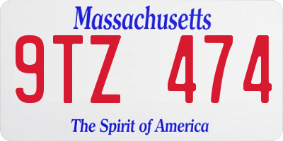 MA license plate 9TZ474