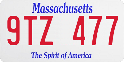 MA license plate 9TZ477