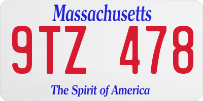 MA license plate 9TZ478