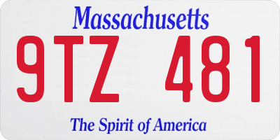 MA license plate 9TZ481