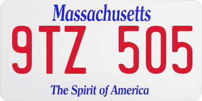 MA license plate 9TZ505
