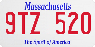 MA license plate 9TZ520