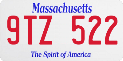 MA license plate 9TZ522