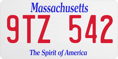 MA license plate 9TZ542