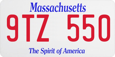 MA license plate 9TZ550