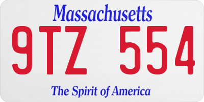 MA license plate 9TZ554