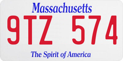 MA license plate 9TZ574
