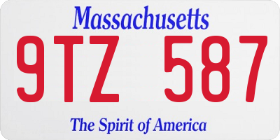 MA license plate 9TZ587
