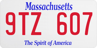 MA license plate 9TZ607