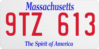 MA license plate 9TZ613