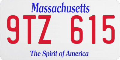 MA license plate 9TZ615
