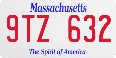MA license plate 9TZ632