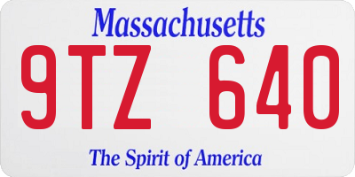 MA license plate 9TZ640