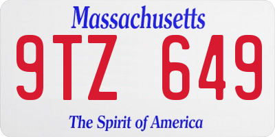 MA license plate 9TZ649