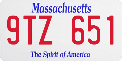 MA license plate 9TZ651