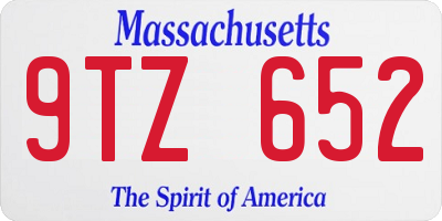 MA license plate 9TZ652