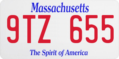 MA license plate 9TZ655