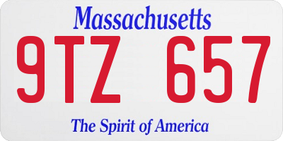 MA license plate 9TZ657