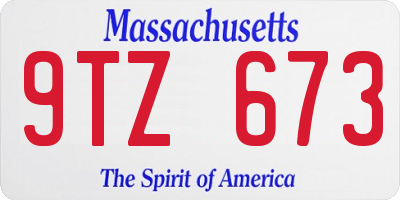 MA license plate 9TZ673