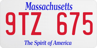 MA license plate 9TZ675