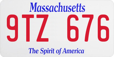 MA license plate 9TZ676
