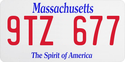 MA license plate 9TZ677