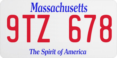 MA license plate 9TZ678