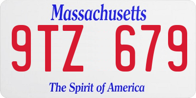 MA license plate 9TZ679