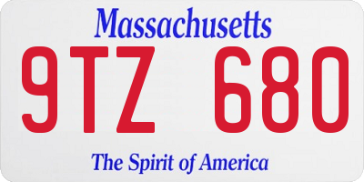 MA license plate 9TZ680