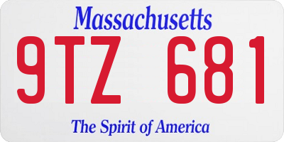 MA license plate 9TZ681