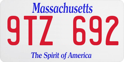 MA license plate 9TZ692
