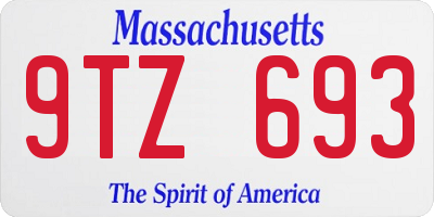 MA license plate 9TZ693