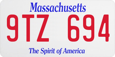 MA license plate 9TZ694